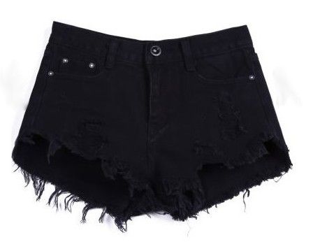 Short Jeans Preto Destroyed