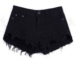 Short Jeans Preto Destroyed
